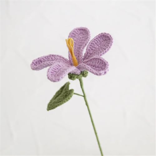 QQNQQ Häkelblume, Häkelpflanzen, Handgemachter Häkelstrauß Paulownia Blume Wohndekoration Gestrickte Kunstblumen(Purple Traditional) von QQNQQ