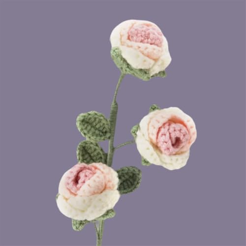 QQNQQ Häkelblume, Häkelpflanzen, Stricken von mehrköpfigen Rosen, handgehäkelte Blume, Hochzeit, Heimdekoration, künstliche Blumen0(Gradient Pinrk) von QQNQQ