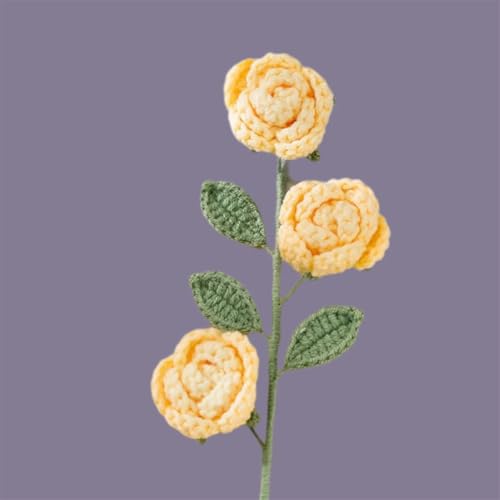 QQNQQ Häkelblume, Häkelpflanzen, Stricken von mehrköpfigen Rosen, handgehäkelte Blume, Hochzeit, Heimdekoration, künstliche Blumen0(Yellow) von QQNQQ