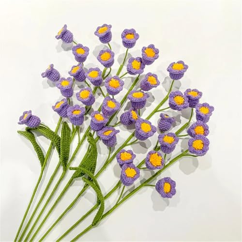QQNQQ Häkelblume, Häkelpflanzen, handgemachter Häkelblumenstrauß, Stricken, Brautsträuße, künstliche Blume for die Hochzeit, Heimdekoration, EIN Stück(Lavender Purple) von QQNQQ