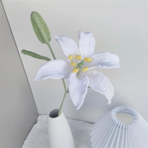 QQNQQ Häkelblume, Häkelpflanzen, handgemachter gestrickter Lilienblumenstrauß mit Gras, Wohndekoration, gehäkelte Kunstblumen(Yellow) von QQNQQ