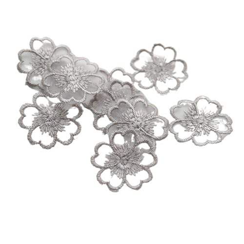 Stickaufnäher, Spitzenstickerei, 10 Stück, Blumenstickerei, Aufnäher for Kleidung, DIY, bestickte Parches, Applikationen, Kleider, Dekoration(Gray) von QQNQQ