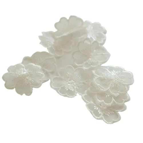 Stickaufnäher, Spitzenstickerei, 10 Stück, Blumenstickerei, Aufnäher for Kleidung, DIY, bestickte Parches, Applikationen, Kleider, Dekoration(White) von QQNQQ