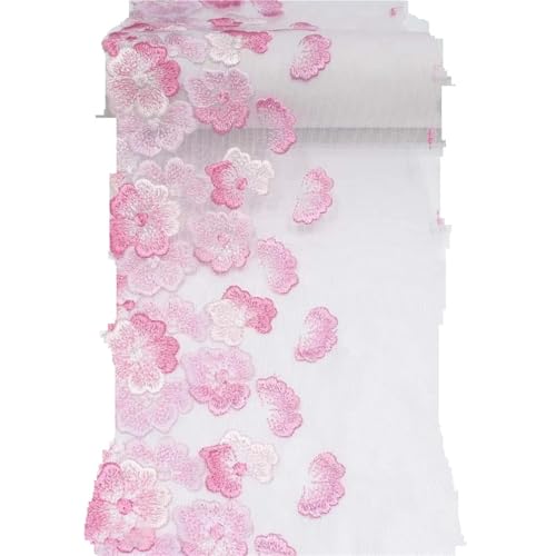 Stickaufnäher, Spitzenstickerei, bestickte Spitze, 18,5 cm breit, for Fransenbesatz, Party, Hochzeitskleid, Stoff, Nähzubehör(Pink) von QQNQQ