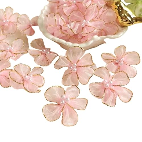 Stickaufnäher, Spitzenstickerei Aufnäher, 10 Stück, Blumenperlen-Stickerei-Aufnäher, Stoff for Kleid, Kopfbedeckung, Zubehör, Nähaufnäher, handgefertigt(Pink) von QQNQQ
