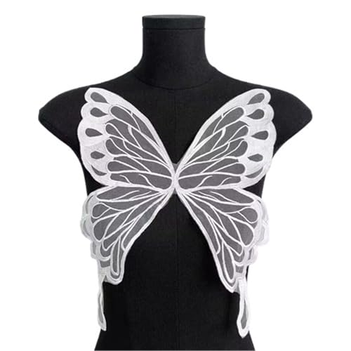 Stickaufnäher, Spitzenstickerei Aufnäher Bestickter Schmetterling Tüll Hochzeitsapplikationen, Spitzenausschnitt DIY Basteldekoration(Off White) von QQNQQ