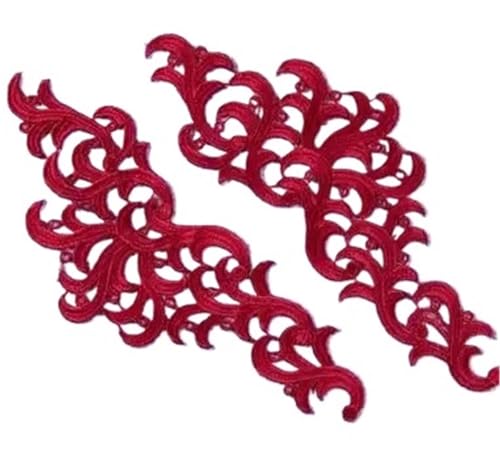 Stickerei Patch, Spitze 2 Stück bunte Blumen Nähen Applikation(Red) von QQNQQ