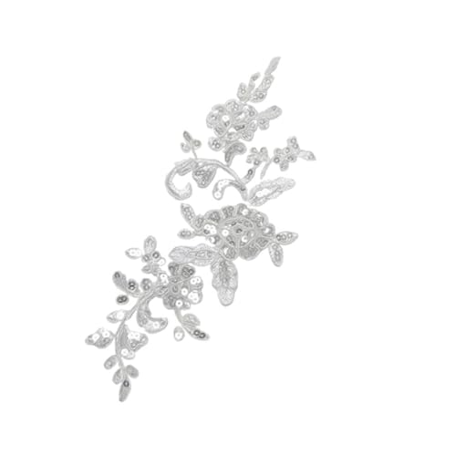 Stickerei Patch, Spitze Nähen Applikation Glitter Pailletten for Hochzeitskleid(Silver) von QQNQQ