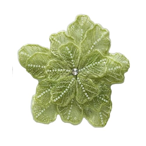 Stickerei Patch, Spitze Perlen Blumen Patches Kleid Dekoration Aufnäher DIY Nähen Kleidung Applikation(Green) von QQNQQ