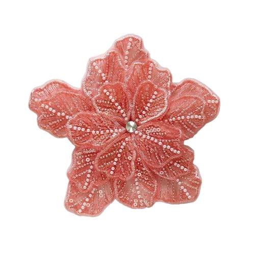 Stickerei Patch, Spitze Perlen Blumen Patches Kleid Dekoration Aufnäher DIY Nähen Kleidung Applikation(Red) von QQNQQ