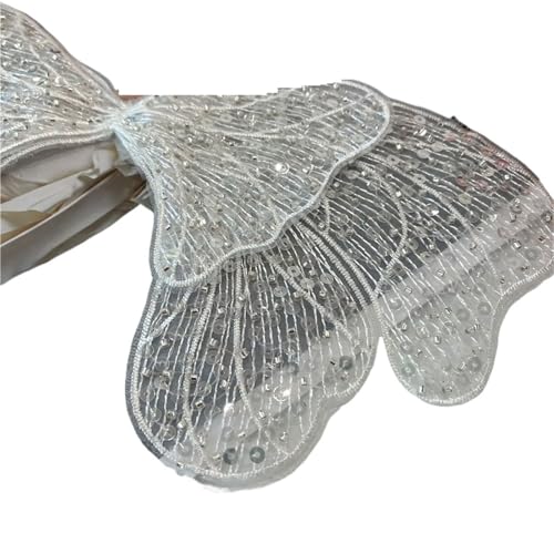 Stickerei Patch, Spitze Silber Perlen Schleife Patches Braut Schleier Brautkleid Nähen auf Zubehör Stickerei Patch, Spitze Silber Perlen Schleife Patches Braut Schleier Brautkleid Nähen auf Zubehör von QQNQQ