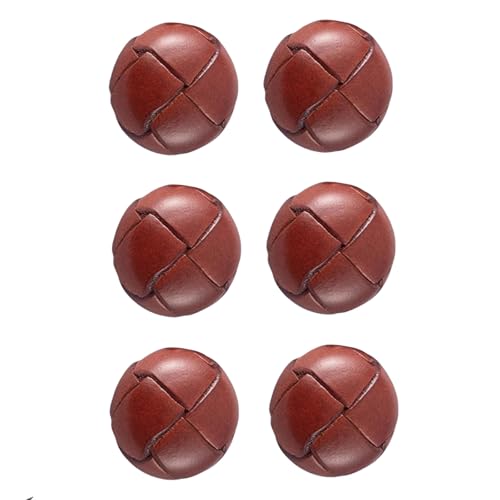 6 Stück mit echtem Leder überzogene Knöpfe, modische dekorative Metallknöpfe, Bastel-DIY-Zubehör, 15 mm-25 mm Lederknöpfe for Mäntel, Jackenknöpfe, Kamelhaar, Kaschmir(Coffee,23mm) von QQPQQ