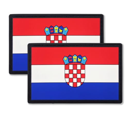 QQSD Aufnäher mit Kroatien-Flagge, taktische Militär-Patches – PVC-Klettverschluss, 2 Stück von QQSD
