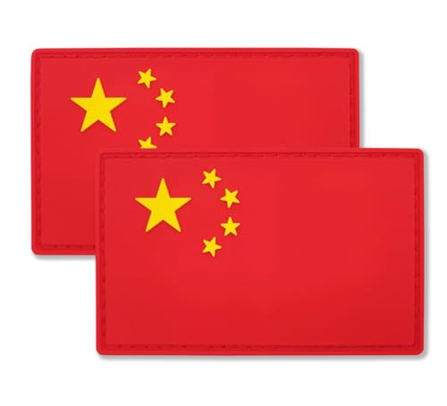 QQSD China Flag Patch Chinese Tactical Military Patches - PVC Hook and Loop Fastener, 2 Pack von QQSD