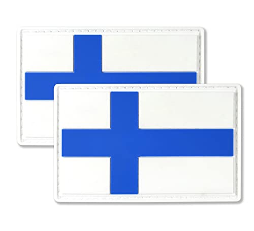 QQSD Finnland Flag Patch Finnish Tactical Patch - PVC Hook and Loop Fastener Patches, 2 Stück von QQSD