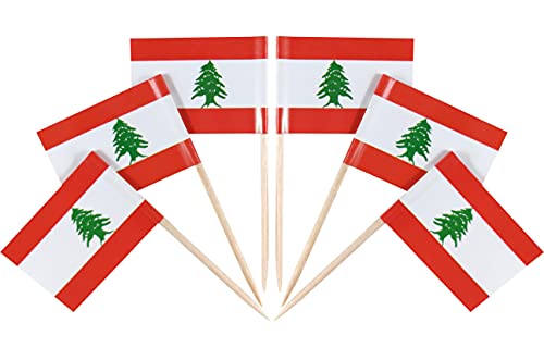 QQSD Libanon-Zahnstocher-Flagge, Libanesisch, klein, 100 Stück von QQSD