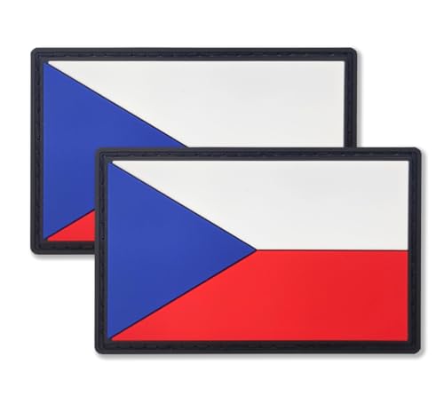 QQSD Tschechische Republik Flagge Patch Tschechien Taktische Militär Patches - PVC Klettverschluss 2 Pack von QQSD