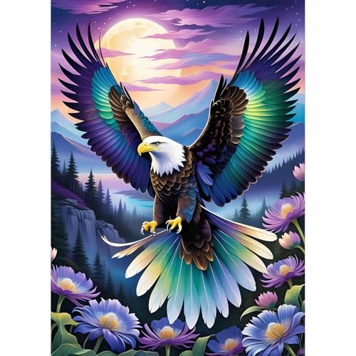 QQYRHN 5D Adler Diamond Painting Kit für Erwachsene Anfänger Sonnenaufgang Diamant Kunst Kits Vollständiges DIY Fantasie Diamantstickerei-Set Perfekt zur Entspannung und Dekoration 30x40 cm von QQYRHN