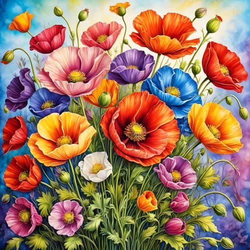 QQYRHN 5D Bunte Blumen Diamond Painting Kit für Erwachsene Anfänger Mohnblumen Diamant Kunst Kits Vollständiges DIY Blumen Diamantstickerei-Set Perfekt zur Entspannung und Dekor 30x30 cm QQYRHN 5D Bunte Blumen Diamond Painting Kit für Erwachsene Anfänger Mohnblumen Diamant Kunst Kits Vollständiges DIY Blumen Diamantstickerei-Set Perfekt zur Entspannung und Dekor 30x30 cm von QQYRHN