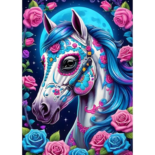 QQYRHN 5D Bunte Blumen Diamond Painting Kit für Erwachsene Anfänger Pferd Diamant Kunst Kits Vollständiges DIY Mondnacht Diamantstickerei-Set Perfekt zur Entspannung und Dekoration 30x40 cm QQYRHN 5D Bunte Blumen Diamond Painting Kit für Erwachsene Anfänger Pferd Diamant Kunst Kits Vollständiges DIY Mondnacht Diamantstickerei-Set Perfekt zur Entspannung und Dekoration 30x40 cm von QQYRHN