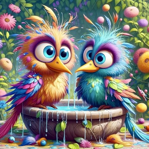 QQYRHN 5D Bunte Vögel Diamond Painting Kit für Erwachsene Anfänger Blumen Diamant Kunst Kits Vollständiges DIY Karikatur Diamantstickerei-Set Perfekt zur Entspannung und Dekoration 30x30cm von QQYRHN