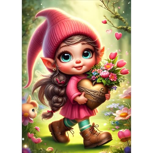 QQYRHN 5D Cartoon-Mädchen Diamond Painting Kit für Erwachsene Anfänger Fantasie Elf Diamant Kunst Kits Vollständiges DIY Blumen Diamantstickerei-Set Perfekt zur Entspannung und Dekoration 30x40 cm von QQYRHN