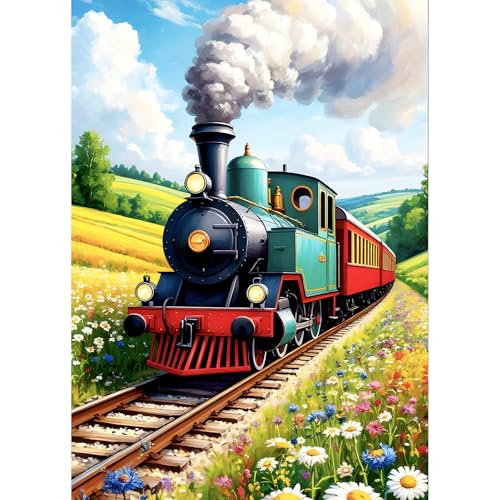QQYRHN 5D Dampflok Diamond Painting Kit für Erwachsene Anfänger Wildblumen Diamant Kunst Kits Vollständiges DIY Retrozug Diamantstickerei-Set Perfekt zur Entspannung und Dekor 30x40 cm QQYRHN 5D Dampflok Diamond Painting Kit für Erwachsene Anfänger Wildblumen Diamant Kunst Kits Vollständiges DIY Retrozug Diamantstickerei-Set Perfekt zur Entspannung und Dekor 30x40 cm von QQYRHN
