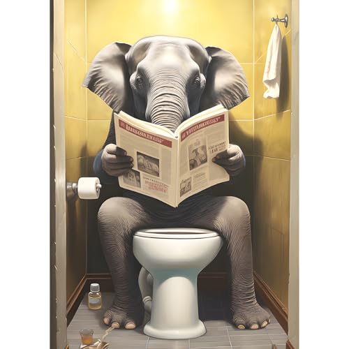 QQYRHN 5D Elefant Beim Zeitungslesen Diamond Painting Kit für Erwachsene Anfänger Toilette Diamant Kunst Kits Vollständiges DIY Diamantstickerei-Set Perfekt zur Entspannung und Dekoration 30x40 cm QQYRHN 5D Elefant Beim Zeitungslesen Diamond Painting Kit für Erwachsene Anfänger Toilette Diamant Kunst Kits Vollständiges DIY Diamantstickerei-Set Perfekt zur Entspannung und Dekoration 30x40 cm von QQYRHN