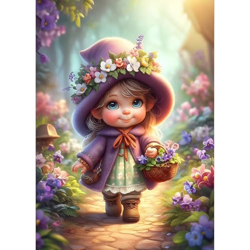 QQYRHN 5D Elfe Fee Diamond Painting Kit für Erwachsene Anfänger Zeichentrickfilm Diamant Kunst Kits Vollständiges DIY Garten Diamantstickerei-Set Perfekt zur Entspannung und Dekoration 30x40 cm von QQYRHN