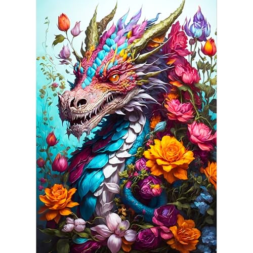 QQYRHN 5D Fantasie-Drache Diamond Painting Kit für Erwachsene Anfänger Blumen Diamant Kunst Kits Vollständiges DIY Drache Diamantstickerei-Set Perfekt zur Entspannung und Dekoration 30x40 cm von QQYRHN