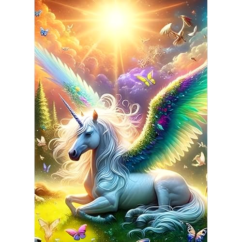 QQYRHN 5D Fantasie Einhorn Diamond Painting Kit für Erwachsene Anfänger Flügel Diamant Kunst Kits Vollständiges DIY Sonnenschein Diamantstickerei-Set Perfekt zur Entspannung und Dekoration 30x40 cm QQYRHN 5D Fantasie Einhorn Diamond Painting Kit für Erwachsene Anfänger Flügel Diamant Kunst Kits Vollständiges DIY Sonnenschein Diamantstickerei-Set Perfekt zur Entspannung und Dekoration 30x40 cm von QQYRHN
