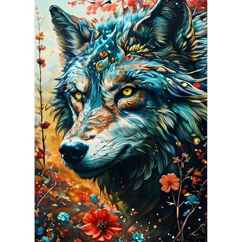 QQYRHN 5D Fantasie Wolf Diamond Painting Kit für Erwachsene Anfänger Bunte Blumen Diamant Kunst Kits Vollständiges DIY Wolf Diamantstickerei-Set Perfekt zur Entspannung und Dekoration 30x40 cm QQYRHN 5D Fantasie Wolf Diamond Painting Kit für Erwachsene Anfänger Bunte Blumen Diamant Kunst Kits Vollständiges DIY Wolf Diamantstickerei-Set Perfekt zur Entspannung und Dekoration 30x40 cm von QQYRHN