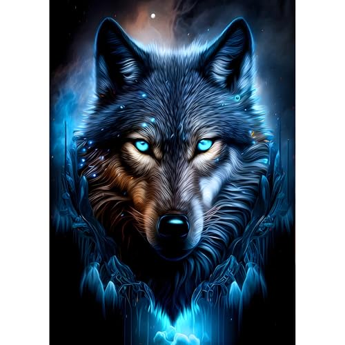QQYRHN 5D Fantasie Wolf Diamond Painting Kit für Erwachsene Anfänger Leuchtende Diamant Kunst Kits Vollständiges DIY Traumland Diamantstickerei-Set Perfekt zur Entspannung und Dekoration 30x40 cm von QQYRHN