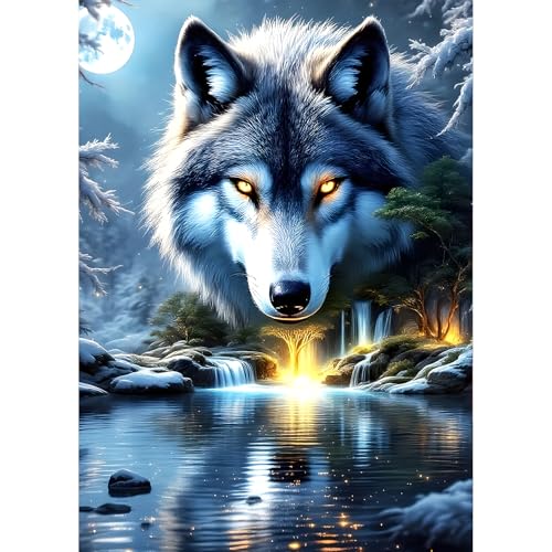 QQYRHN 5D Fantasie-Wolf Diamond Painting Kit für Erwachsene Anfänger Spiegelung Diamant Kunst Kits Vollständiges DIY Mondnacht Diamantstickerei-Set Perfekt zur Entspannung und Dekor 30x40 cm QQYRHN 5D Fantasie-Wolf Diamond Painting Kit für Erwachsene Anfänger Spiegelung Diamant Kunst Kits Vollständiges DIY Mondnacht Diamantstickerei-Set Perfekt zur Entspannung und Dekor 30x40 cm von QQYRHN