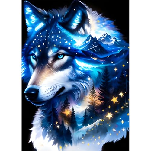 QQYRHN 5D Fantasie Wolf Diamond Painting Kit für Erwachsene Anfänger Sternenhimmel Diamant Kunst Kits Vollständiges DIY Traumland Diamantstickerei-Set Perfekt zur Entspannung und Dekoration 30x40 cm von QQYRHN