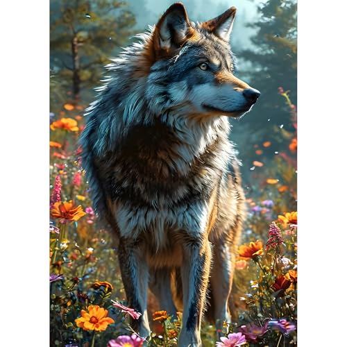 QQYRHN 5D Fantasie Wolf Diamond Painting Kit für Erwachsene Anfänger Wildblumen Diamant Kunst Kits Vollständiges DIY Wolf Diamantstickerei-Set Perfekt zur Entspannung und Dekoration 30x40 cm QQYRHN 5D Fantasie Wolf Diamond Painting Kit für Erwachsene Anfänger Wildblumen Diamant Kunst Kits Vollständiges DIY Wolf Diamantstickerei-Set Perfekt zur Entspannung und Dekoration 30x40 cm von QQYRHN