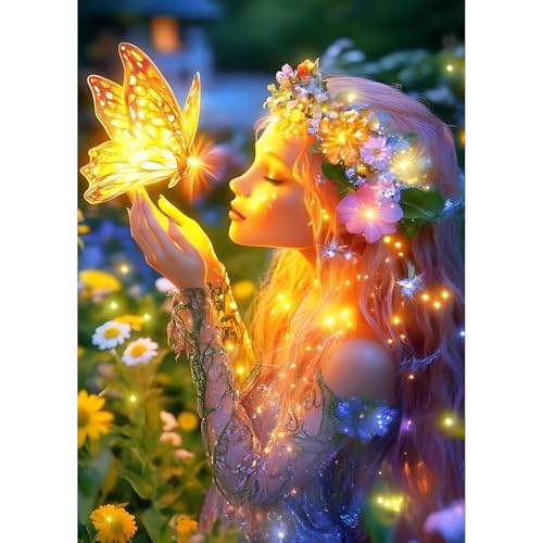 QQYRHN 5D Fee Schmetterling Diamond Painting Kit für Erwachsene Anfänger Traumland Diamant Kunst Kits Vollständiges DIY Fantasie Diamantstickerei-Set Perfekt zur Entspannung und Dekoration 30x40 cm von QQYRHN