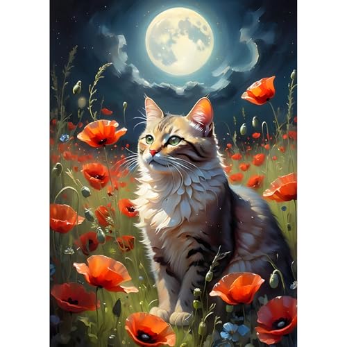QQYRHN 5D Kätzchen Diamond Painting Kit für Erwachsene Anfänger Mohnblumen Diamant Kunst Kits Vollständiges DIY Mondschein Diamantstickerei-Set Perfekt zur Entspannung und Dekoration 30x40 cm QQYRHN 5D Kätzchen Diamond Painting Kit für Erwachsene Anfänger Mohnblumen Diamant Kunst Kits Vollständiges DIY Mondschein Diamantstickerei-Set Perfekt zur Entspannung und Dekoration 30x40 cm von QQYRHN