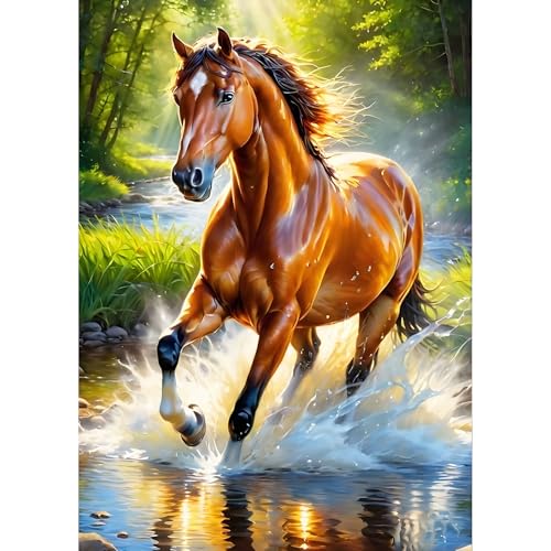 QQYRHN 5D Laufendes Pferd Diamond Painting Kit für Erwachsene Anfänger Bach Fluss Diamant Kunst Kits Vollständiges DIY Pferd Diamantstickerei-Set Perfekt zur Entspannung und Dekoration 30x40 cm QQYRHN 5D Laufendes Pferd Diamond Painting Kit für Erwachsene Anfänger Bach Fluss Diamant Kunst Kits Vollständiges DIY Pferd Diamantstickerei-Set Perfekt zur Entspannung und Dekoration 30x40 cm von QQYRHN
