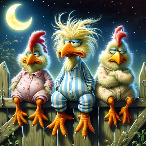 QQYRHN 5D Lustiges Huhn Diamond Painting Kit für Erwachsene Anfänger Mondnacht Diamant Kunst Kits Vollständiges DIY Karikatur Diamantstickerei-Set Perfekt zur Entspannung und Dekoration 30x30cm QQYRHN 5D Lustiges Huhn Diamond Painting Kit für Erwachsene Anfänger Mondnacht Diamant Kunst Kits Vollständiges DIY Karikatur Diamantstickerei-Set Perfekt zur Entspannung und Dekoration 30x30cm von QQYRHN