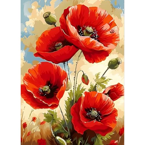 QQYRHN 5D Mohnblumen Diamond Painting Kit für Erwachsene Anfänger Rote Blumen Diamant Kunst Kits Vollständiges DIY Diamantstickerei-Set Perfekt zur Entspannung und Dekoration 30x40 cm QQYRHN 5D Mohnblumen Diamond Painting Kit für Erwachsene Anfänger Rote Blumen Diamant Kunst Kits Vollständiges DIY Diamantstickerei-Set Perfekt zur Entspannung und Dekoration 30x40 cm von QQYRHN