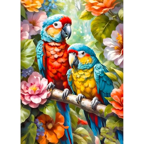 QQYRHN 5D Papageien Diamond Painting Kit für Erwachsene Anfänger Unzertrennliche Diamant Kunst Kits Vollständiges DIY Liebende Diamantstickerei-Set Perfekt zur Entspannung und Dekoration 30x40 cm von QQYRHN