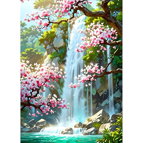 QQYRHN 5D Rosa Blumen Diamond Painting Kit für Erwachsene Anfänger Wasserfall Diamant Kunst Kits Vollständiges DIY Wunderland Diamantstickerei-Set Perfekt zur Entspannung und Dekoration 30x40 cm QQYRHN 5D Rosa Blumen Diamond Painting Kit für Erwachsene Anfänger Wasserfall Diamant Kunst Kits Vollständiges DIY Wunderland Diamantstickerei-Set Perfekt zur Entspannung und Dekoration 30x40 cm von QQYRHN