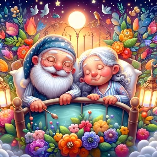 QQYRHN 5D Schlafender Alter Mann Diamond Painting Kit für Erwachsene Anfänger Liebespaar Diamant Kunst Kits Vollständiges DIY Blumen Diamantstickerei-Set Perfekt zur Entspannung und Dekoration 30x30cm von QQYRHN