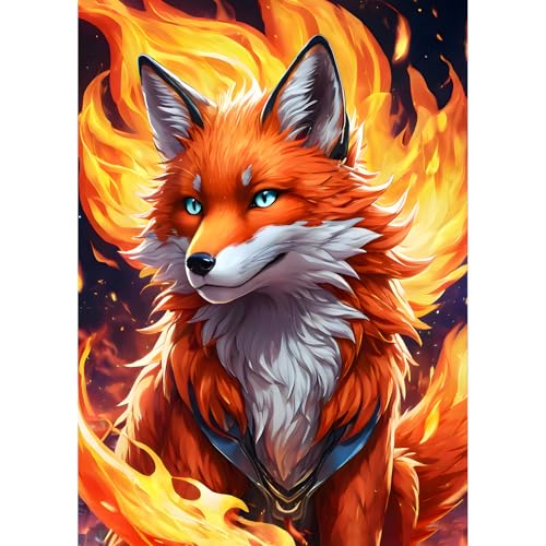 QQYRHN 5D Süßer Fuchs Diamond Painting Kit für Erwachsene Anfänger Feuer Diamant Kunst Kits Vollständiges DIY Fantasie Fuchs Diamantstickerei-Set Perfekt zur Entspannung und Dekor 30x40 cm von QQYRHN
