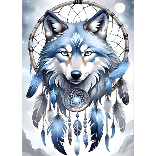 QQYRHN 5D Traumfänger Diamond Painting Kit für Erwachsene Anfänger Fantasie Wölfe Diamant Kunst Kits Vollständiges DIY Federn Diamantstickerei-Set Perfekt zur Entspannung und Dekoration 30x40 cm QQYRHN 5D Traumfänger Diamond Painting Kit für Erwachsene Anfänger Fantasie Wölfe Diamant Kunst Kits Vollständiges DIY Federn Diamantstickerei-Set Perfekt zur Entspannung und Dekoration 30x40 cm von QQYRHN