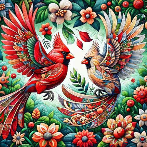 QQYRHN 5D Verliebte Vögel Diamond Painting Kit für Erwachsene Anfänger Blumen Diamant Kunst Kits Vollständiges DIY Bunte Vögel Diamantstickerei-Set Perfekt zur Entspannung und Dekoration 30x30 cm von QQYRHN