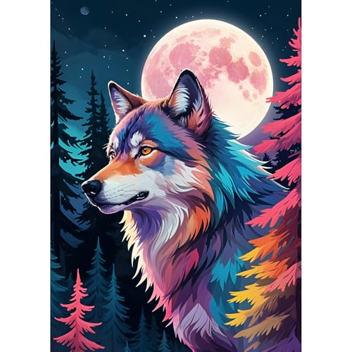 QQYRHN 5D Wald Wolf Diamond Painting Kit für Erwachsene Anfänger Mondnacht Diamant Kunst Kits Vollständiges DIY Fantasie Diamantstickerei-Set Perfekt zur Entspannung und Dekoration 30x40 cm QQYRHN 5D Wald Wolf Diamond Painting Kit für Erwachsene Anfänger Mondnacht Diamant Kunst Kits Vollständiges DIY Fantasie Diamantstickerei-Set Perfekt zur Entspannung und Dekoration 30x40 cm von QQYRHN