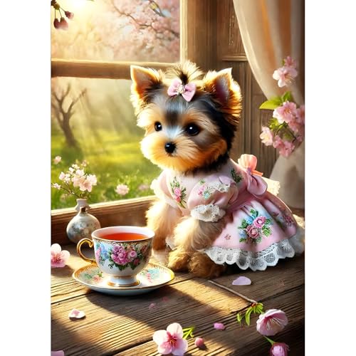 QQYRHN 5D Welpe Diamond Painting Kit für Erwachsene Anfänger Yorkshire-Terrier Diamant Kunst Kits Vollständiges DIY Kaffee Diamantstickerei-Set Perfekt zur Entspannung und Dekoration 30x40 cm QQYRHN 5D Welpe Diamond Painting Kit für Erwachsene Anfänger Yorkshire-Terrier Diamant Kunst Kits Vollständiges DIY Kaffee Diamantstickerei-Set Perfekt zur Entspannung und Dekoration 30x40 cm von QQYRHN