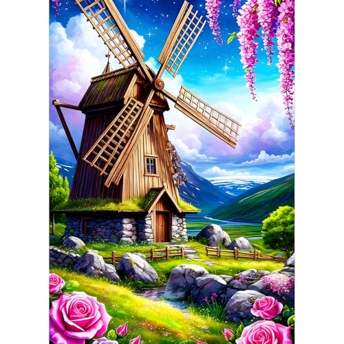 QQYRHN 5D Windmühle Diamond Painting Kit für Erwachsene Anfänger Feldlandschaft Diamant Kunst Kits Vollständiges DIY Rosen Diamantstickerei-Set Perfekt zur Entspannung und Dekor 30x40 cm QQYRHN 5D Windmühle Diamond Painting Kit für Erwachsene Anfänger Feldlandschaft Diamant Kunst Kits Vollständiges DIY Rosen Diamantstickerei-Set Perfekt zur Entspannung und Dekor 30x40 cm von QQYRHN